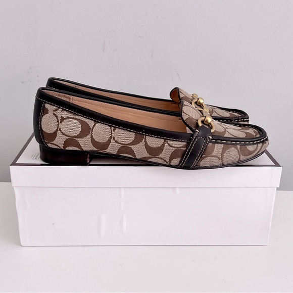 Coach Brown Signature Canvas & Leather ‘Eve’ Horsebit Loafers, Size 9 - Picture 4 of 8